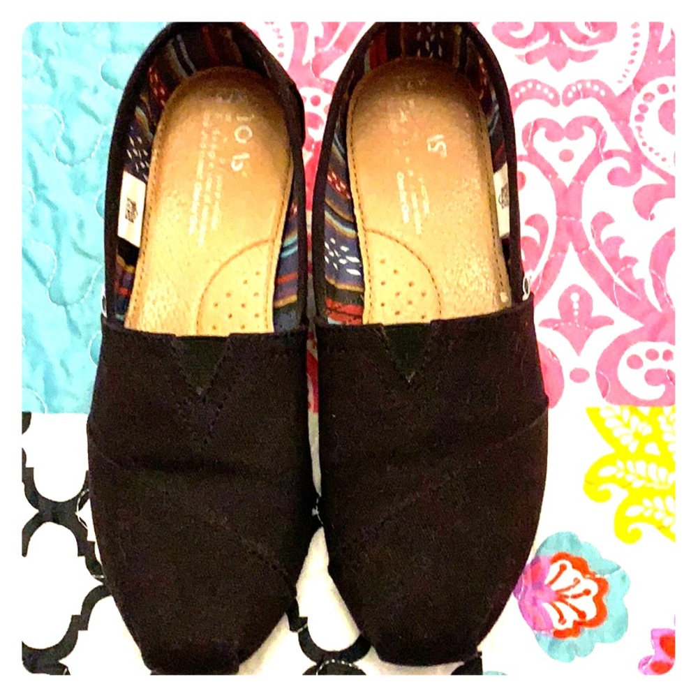 Toms all black slide on canvas